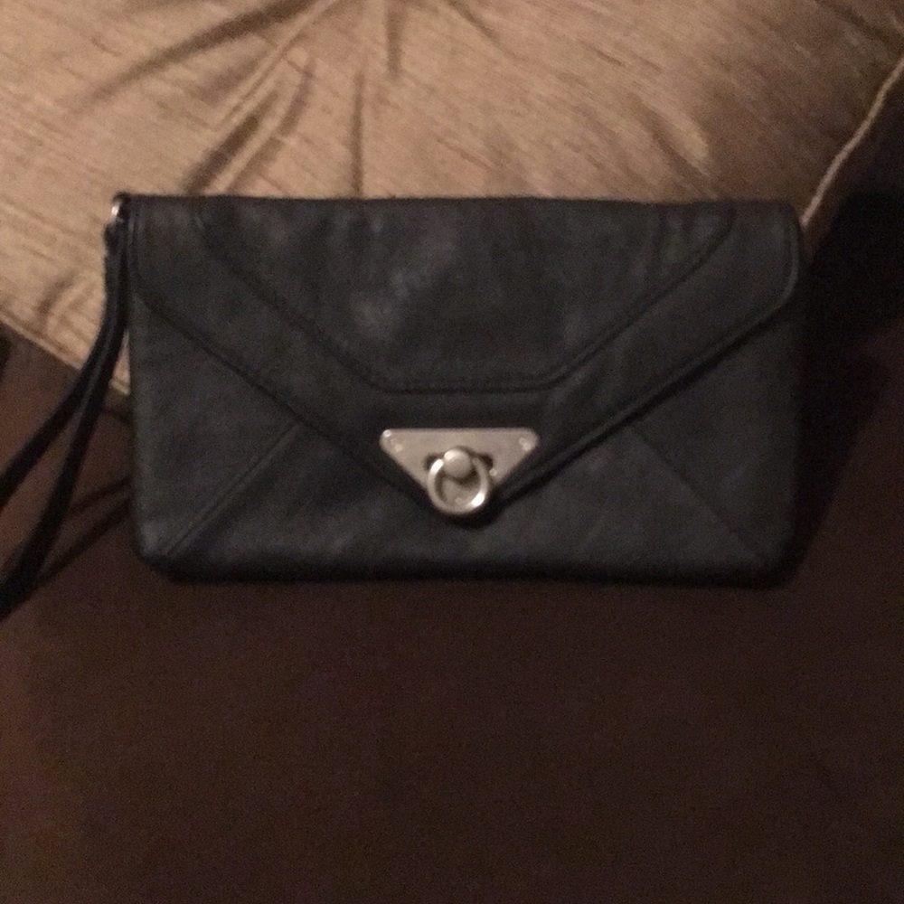 Black faux leather clutch
